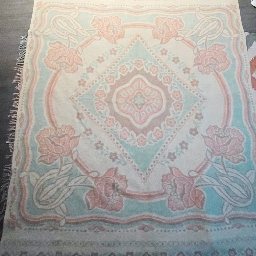 Vintage Wool Orr Health Felt & Blanket Company Holland Tulip Floral Throw - Picture 2 of 11